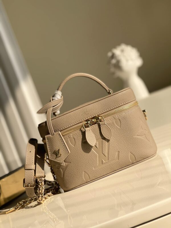 1:1 Replica Louis Vuitton LV Vanity PM Handbag Monogram Empreinte Tourterelle Beige Luxury Bag For Women M45608 -  7.5in/19cm