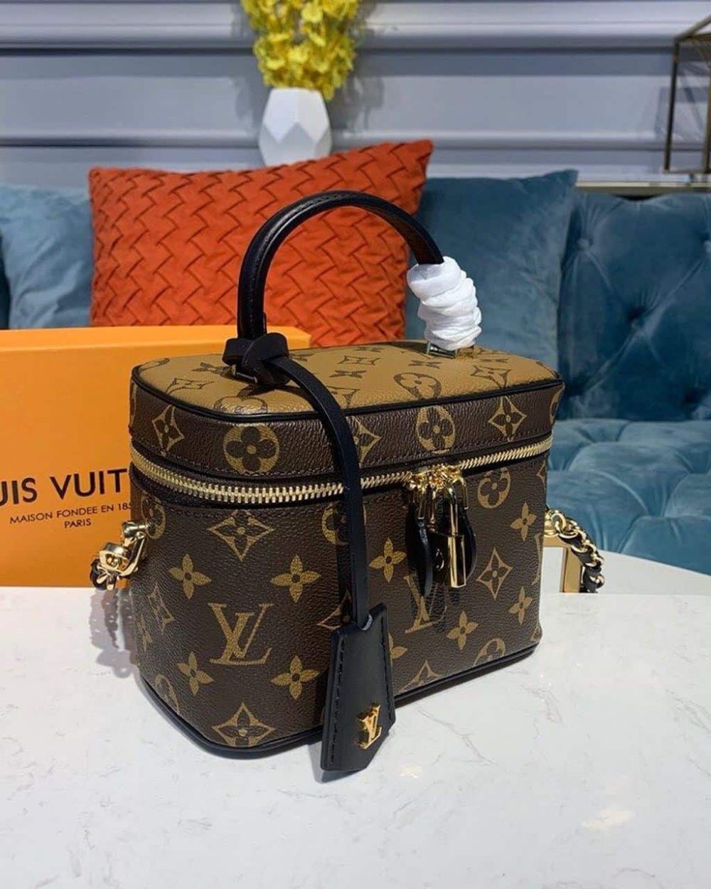 1:1 Replica Louis Vuitton LV Vanity PM Monogram And Monogram Reverse Canvas By Nicolas Ghesquiere Luxury Bag For Women M45165 - 7.5in/19cm