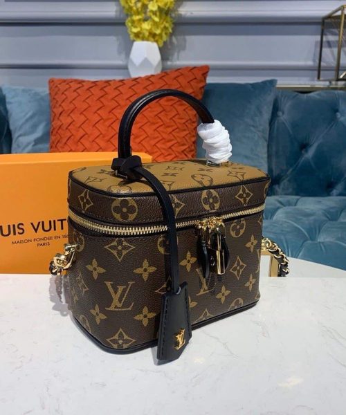 1:1 Replica Louis Vuitton LV Vanity PM Monogram And Monogram Reverse Canvas By Nicolas Ghesquiere Luxury Bag For Women M45165 - 7.5in/19cm