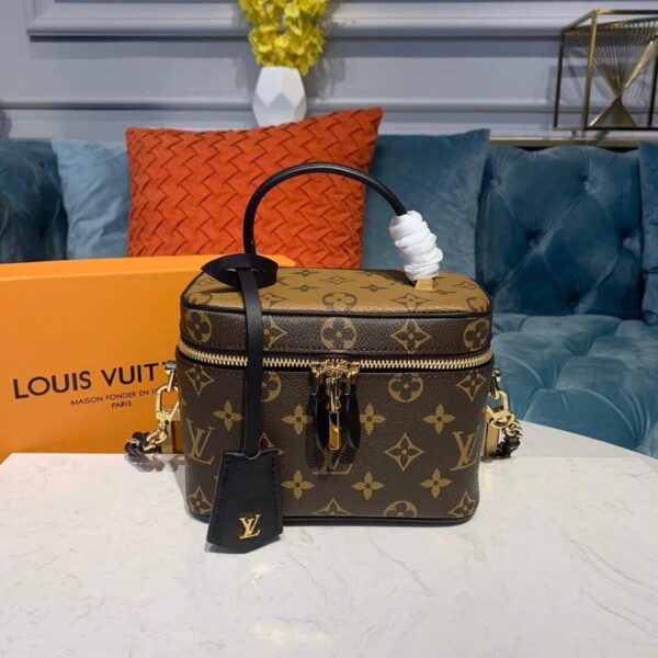 1:1 Replica Louis Vuitton LV Vanity PM Monogram And Monogram Reverse Canvas By Nicolas Ghesquiere Luxury Bag For Women M45165 - 7.5in/19cm