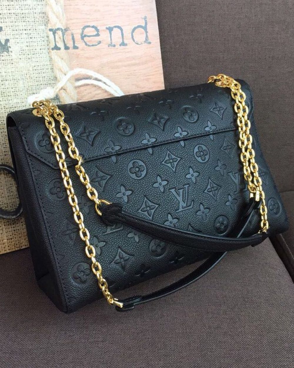 1:1 Replica Louis Vuitton LV Vavin MM Monogram Empreinte Black Luxury Bag For Women M44150 -  9.8in/25cm