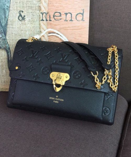 1:1 Replica Louis Vuitton LV Vavin MM Monogram Empreinte Black Luxury Bag For Women M44150 -  9.8in/25cm