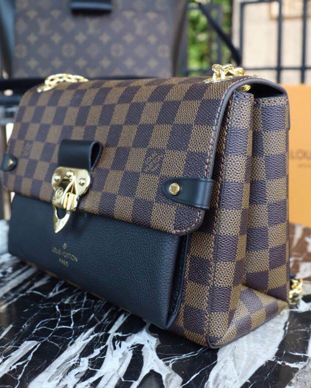 1:1 Replica Louis Vuitton LV Vavin PM Damier Ebene Canvas Black Luxury Bag For Women N40108 - 9.8in/25cm