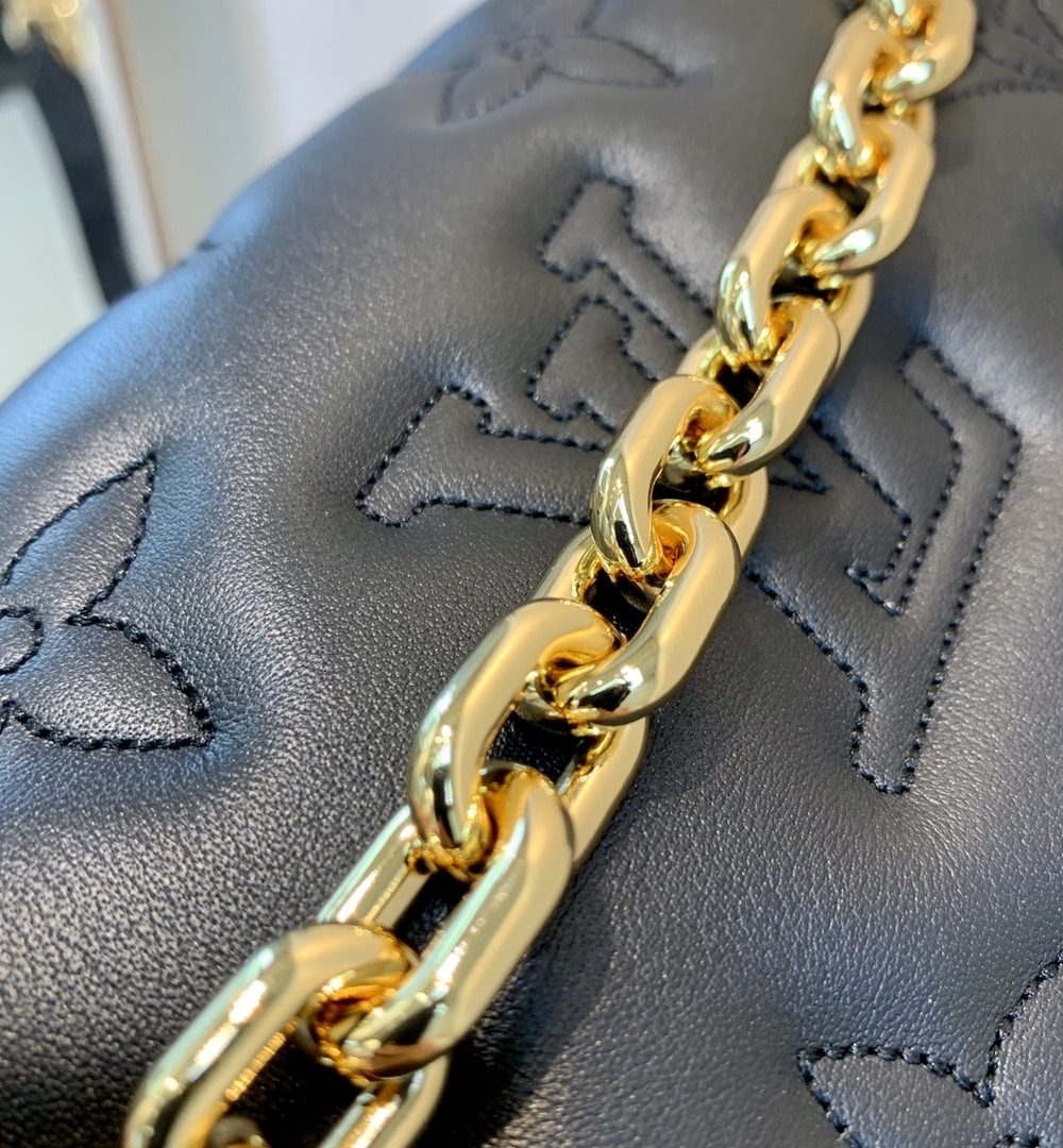 1:1 Replica Louis Vuitton LV Wallet on Strap Bubblegram Leather Black Exclusive Bag For Women M81398 - 7.9in/20cm