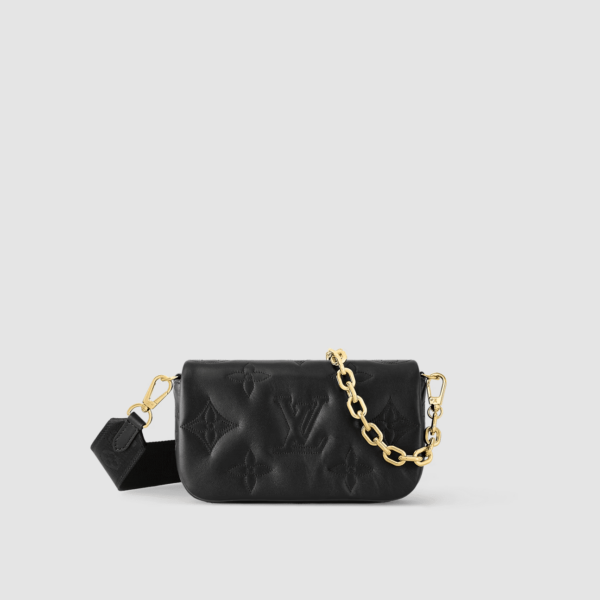 1:1 Replica Louis Vuitton LV Wallet on Strap Bubblegram Leather Black Exclusive Bag For Women M81398 - 7.9in/20cm