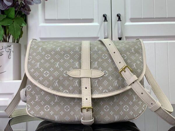 1:1 Replica Louis Vuitton LV Saumur MM Monogram Canvas Beige/Blue/Brown Luxury Bag For Women - 11.8in/30cm