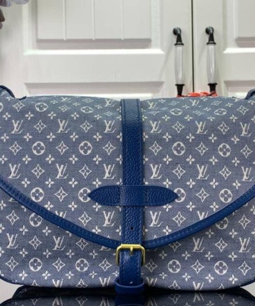 1:1 Replica Louis Vuitton LV Saumur MM Monogram Canvas Beige/Blue/Brown Luxury Bag For Women - 11.8in/30cm