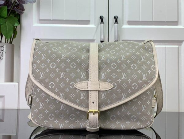 1:1 Replica Louis Vuitton LV Saumur MM Monogram Canvas Beige/Blue/Brown Luxury Bag For Women - 11.8in/30cm
