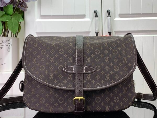 1:1 Replica Louis Vuitton LV Saumur MM Monogram Canvas Beige/Blue/Brown Luxury Bag For Women - 11.8in/30cm