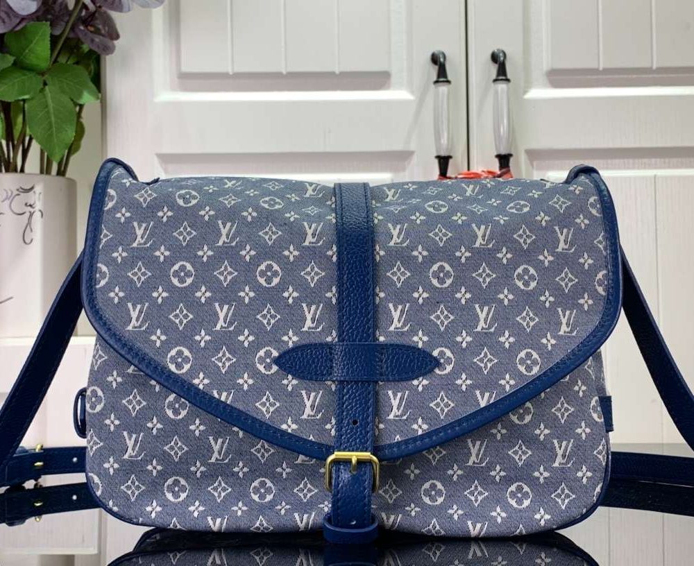 1:1 Replica Louis Vuitton LV Saumur MM Monogram Canvas Beige/Blue/Brown Luxury Bag For Women - 11.8in/30cm