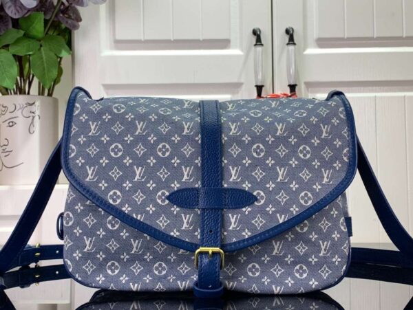 1:1 Replica Louis Vuitton LV Saumur MM Monogram Canvas Beige/Blue/Brown Luxury Bag For Women - 11.8in/30cm