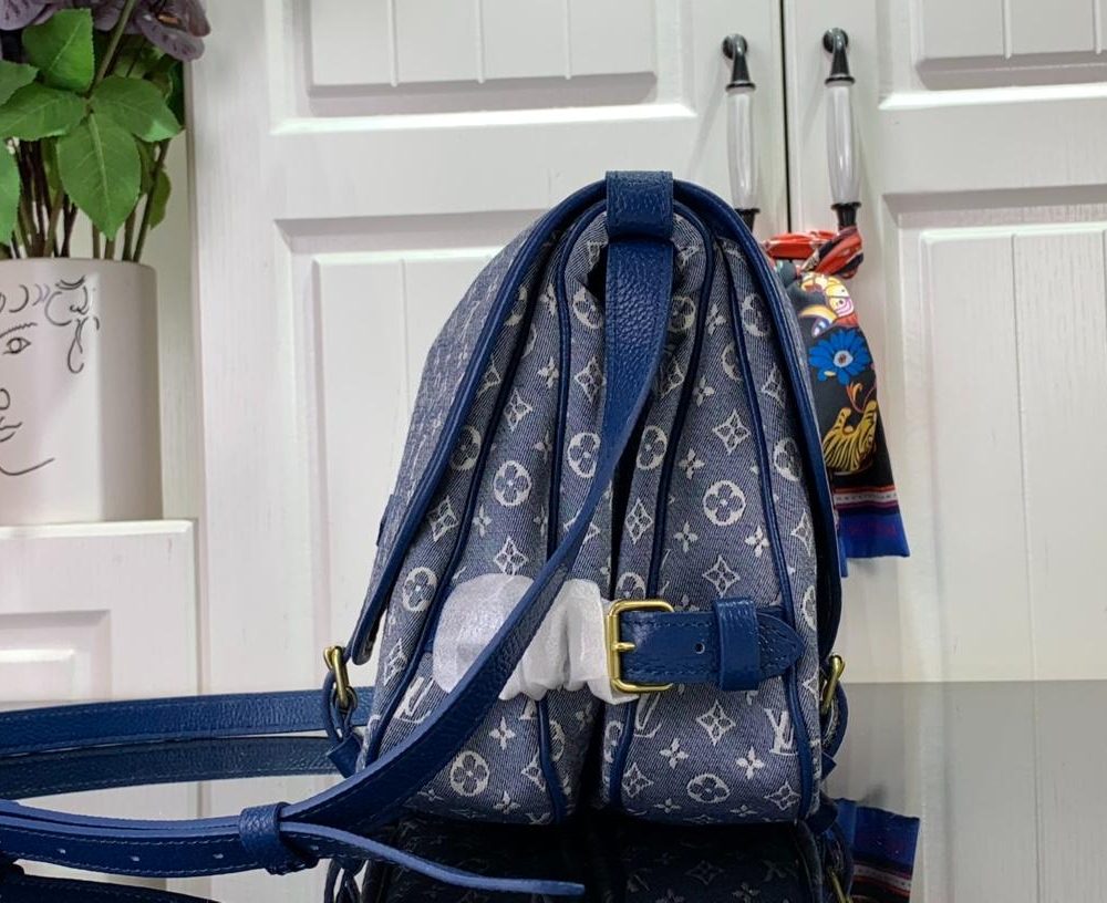 1:1 Replica Louis Vuitton LV Saumur MM Monogram Canvas Beige/Blue/Brown Luxury Bag For Women - 11.8in/30cm