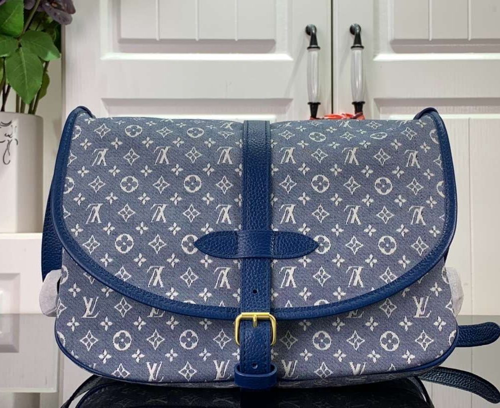 1:1 Replica Louis Vuitton LV Saumur MM Monogram Canvas Beige/Blue/Brown Luxury Bag For Women - 11.8in/30cm