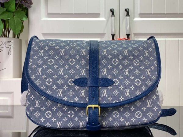 1:1 Replica Louis Vuitton LV Saumur MM Monogram Canvas Beige/Blue/Brown Luxury Bag For Women - 11.8in/30cm