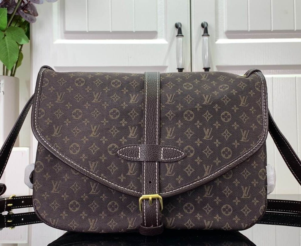 1:1 Replica Louis Vuitton LV Saumur MM Monogram Canvas Beige/Blue/Brown Luxury Bag For Women - 11.8in/30cm
