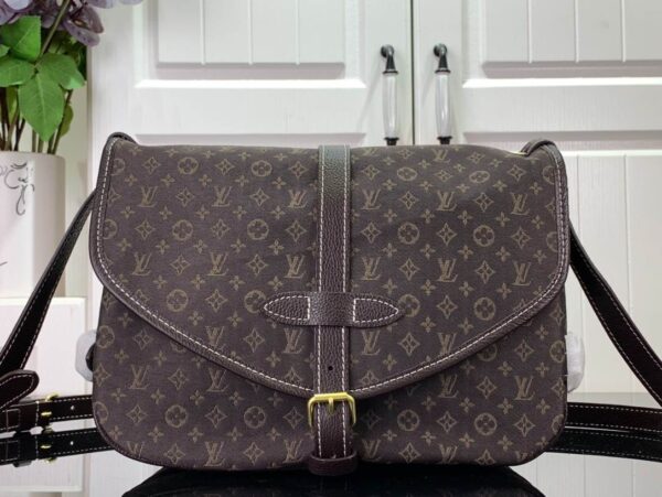 1:1 Replica Louis Vuitton LV Saumur MM Monogram Canvas Beige/Blue/Brown Luxury Bag For Women - 11.8in/30cm