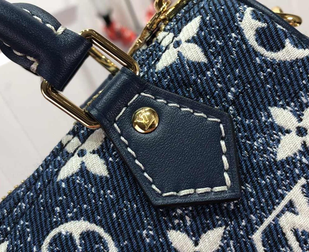 1:1 Replica Louis Vuitton LV Nano Speedy Jacquard Denim Pink/Blue Luxury Bag For Women - 16cm/ 6.3in