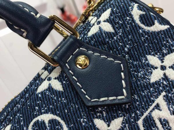 1:1 Replica Louis Vuitton LV Nano Speedy Jacquard Denim Pink/Blue Luxury Bag For Women - 16cm/ 6.3in