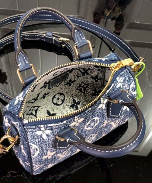 1:1 Replica Louis Vuitton LV Nano Speedy Jacquard Denim Pink/Blue Luxury Bag For Women - 16cm/ 6.3in