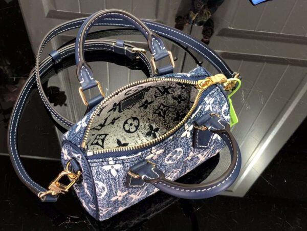 1:1 Replica Louis Vuitton LV Nano Speedy Jacquard Denim Pink/Blue Luxury Bag For Women - 16cm/ 6.3in
