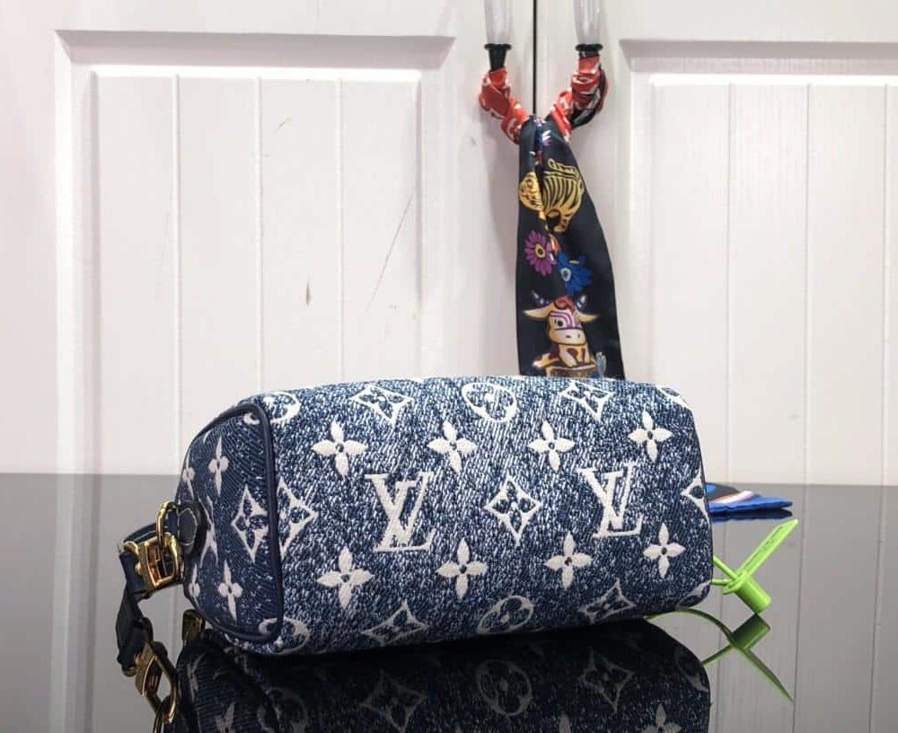 1:1 Replica Louis Vuitton LV Nano Speedy Jacquard Denim Pink/Blue Luxury Bag For Women - 16cm/ 6.3in