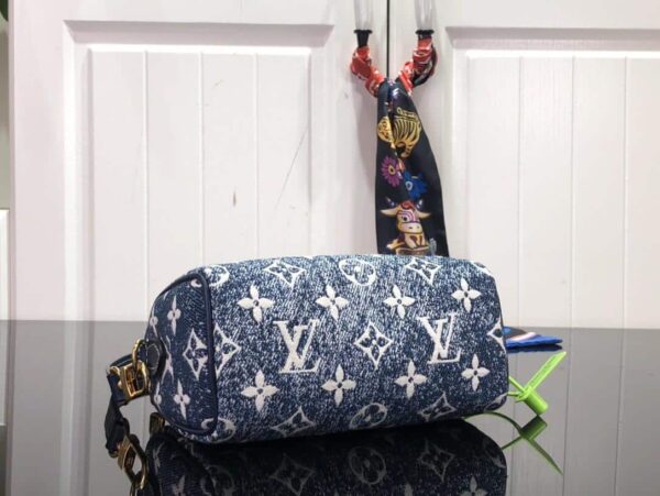 1:1 Replica Louis Vuitton LV Nano Speedy Jacquard Denim Pink/Blue Luxury Bag For Women - 16cm/ 6.3in