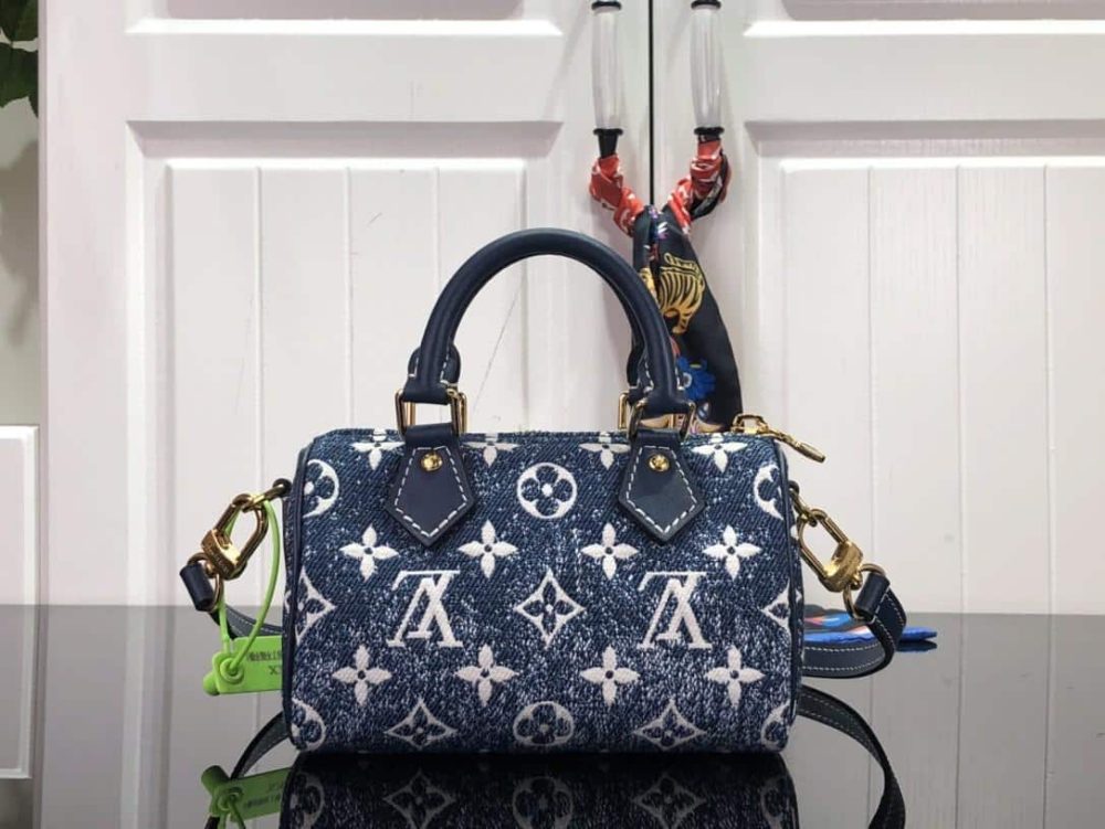 1:1 Replica Louis Vuitton LV Nano Speedy Jacquard Denim Pink/Blue Luxury Bag For Women - 16cm/ 6.3in - Image 7