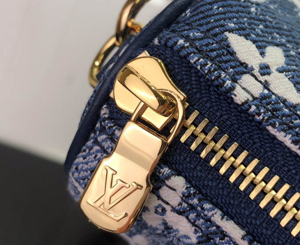 1:1 Replica Louis Vuitton LV Nano Speedy Jacquard Denim Pink/Blue Luxury Bag For Women - 16cm/ 6.3in
