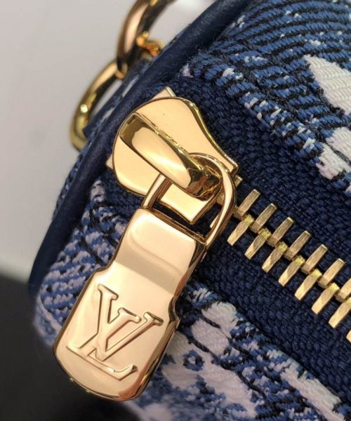 1:1 Replica Louis Vuitton LV Nano Speedy Jacquard Denim Pink/Blue Luxury Bag For Women - 16cm/ 6.3in
