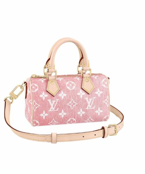 1:1 Replica Louis Vuitton LV Nano Speedy Jacquard Denim Pink/Blue Luxury Bag For Women - 16cm/ 6.3in