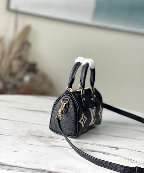 1:1 Replica Louis Vuitton LV Nano Speedy Bicolor Monogram Empreinte Leather Luxury Bag For Women M81456 - 6.3in/16cm