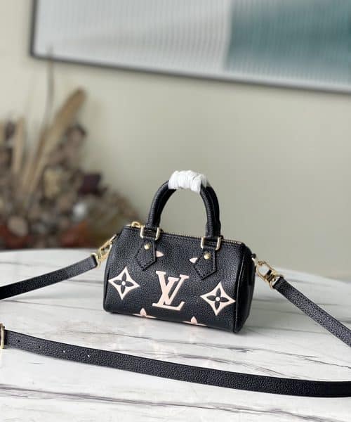 1:1 Replica Louis Vuitton LV Nano Speedy Bicolor Monogram Empreinte Leather Luxury Bag For Women M81456 - 6.3in/16cm