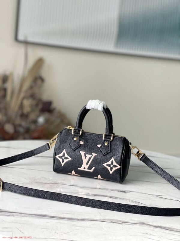 1:1 Replica Louis Vuitton LV Nano Speedy Bicolor Monogram Empreinte Leather Luxury Bag For Women M81456 - 6.3in/16cm