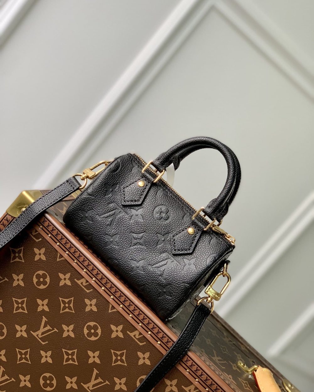 1:1 Replica Louis Vuitton LV Nano Speedy Monogram Empreinte Leather Luxury Bag For Women M82450 - 6.3in/16cm
