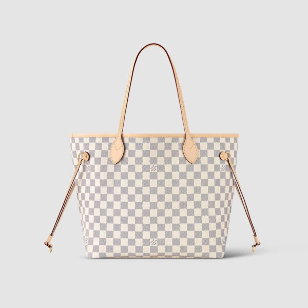1:1 Replica Louis Vuitton LV Neverfull MM Damier Azur Canvas Luxury Bag For Women N41605 - 12.2in/31cm