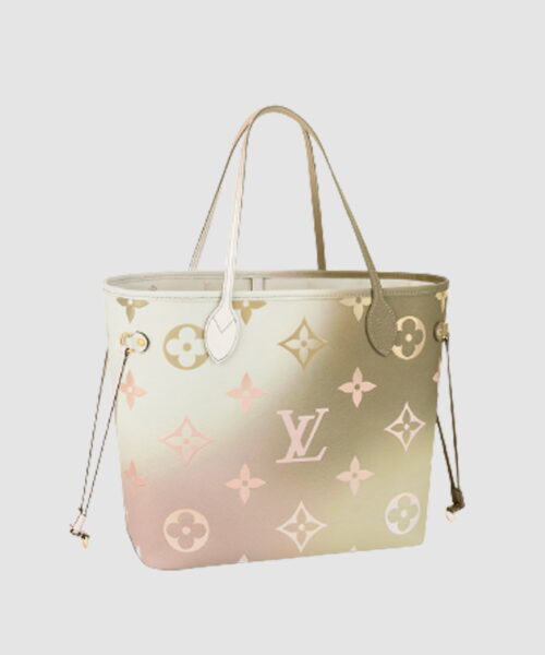 1:1 Replica Louis Vuitton LV Neverfull MM Monogram Canvas Sunset Khaki Luxury Bag For Women M59859 - 12.2in/31cm