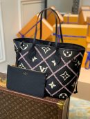 1:1 Replica Louis Vuitton LV Neverfull MM Monogram Empreinte Black Luxury Bag For Women M46040 - 12.2in/31cm