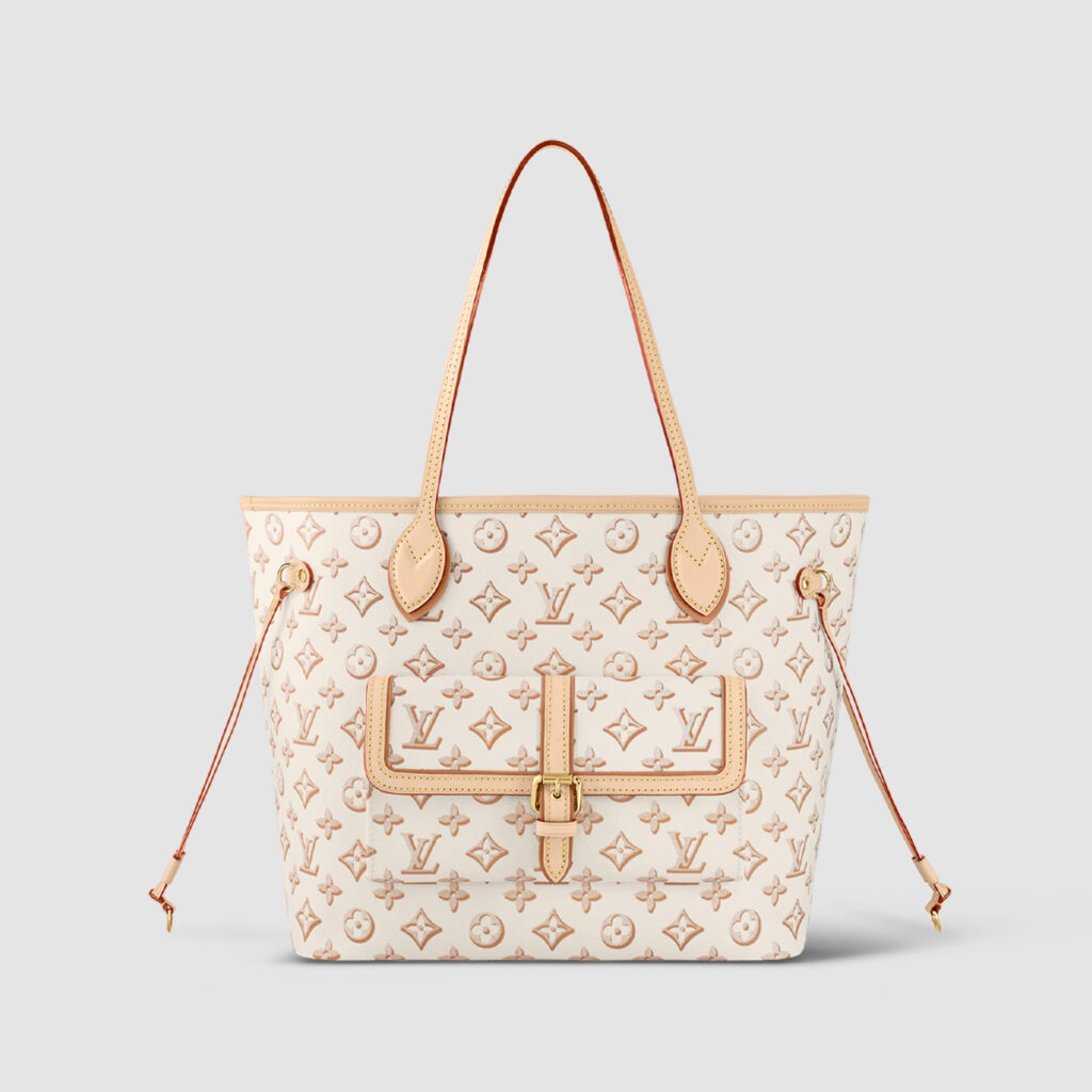 1:1 Replica Louis Vuitton LV Neverfull MM White/ Black Essential Bag For Women M20921 31 cm/ 12.2 in