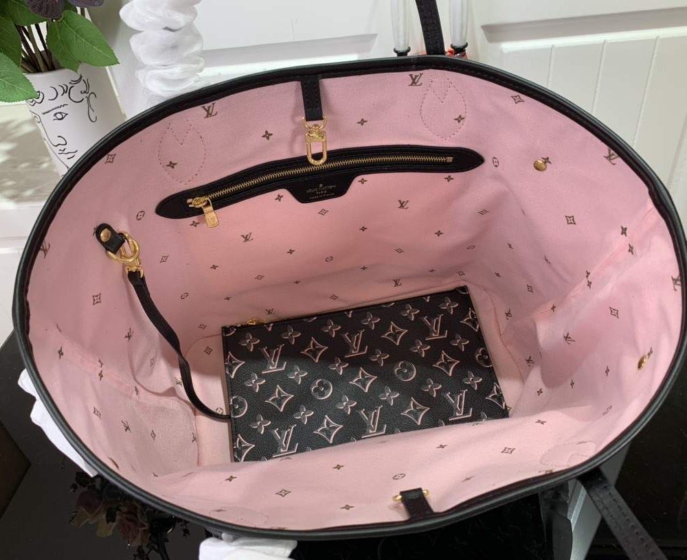 1:1 Replica Louis Vuitton LV Neverfull MM White/ Black Essential Bag For Women M20921 31 cm/ 12.2 in