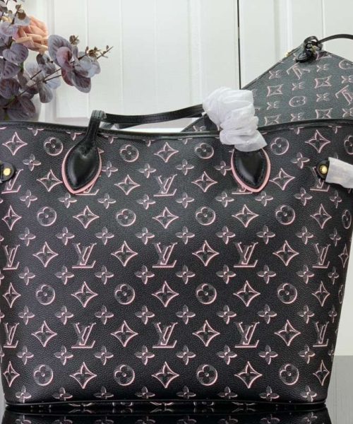 1:1 Replica Louis Vuitton LV Neverfull MM White/ Black Essential Bag For Women M20921 31 cm/ 12.2 in