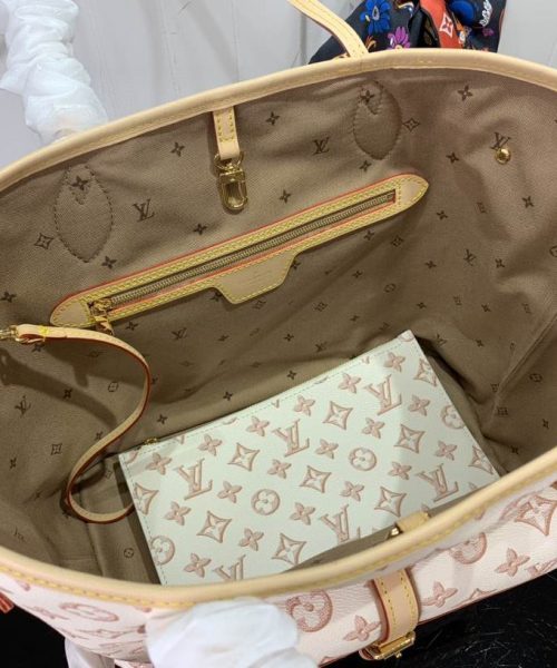 1:1 Replica Louis Vuitton LV Neverfull MM White/ Black Essential Bag For Women M20921 31 cm/ 12.2 in