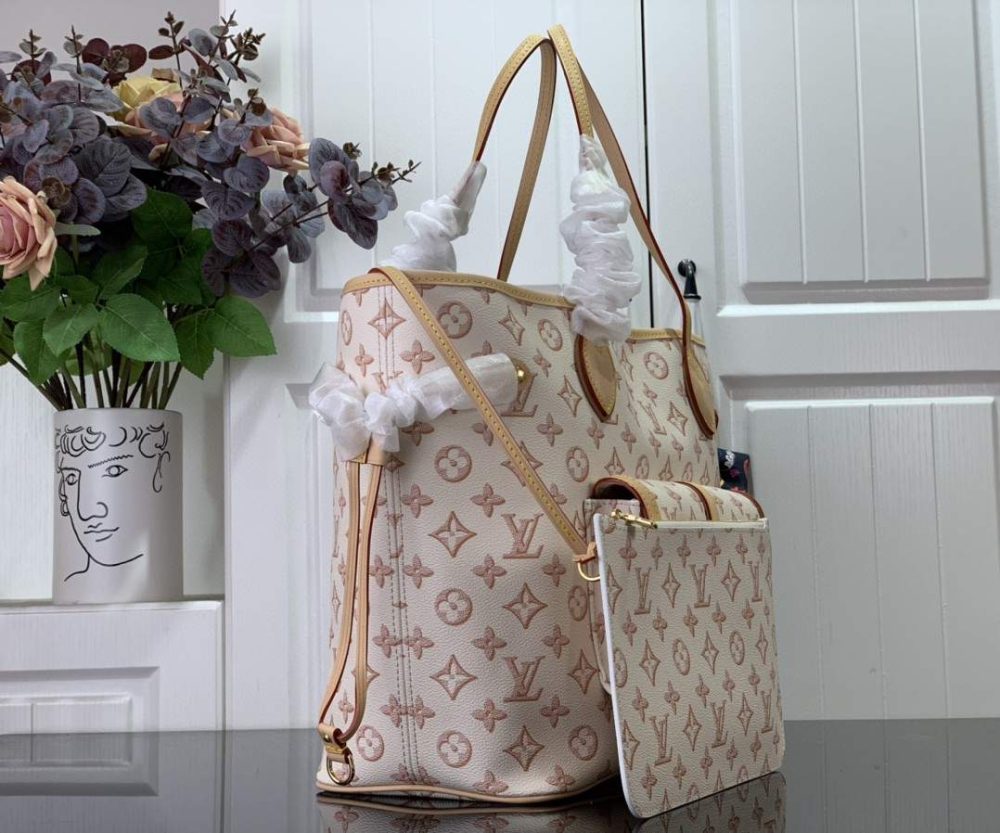 1:1 Replica Louis Vuitton LV Neverfull MM White/ Black Essential Bag For Women M20921 31 cm/ 12.2 in - Image 8