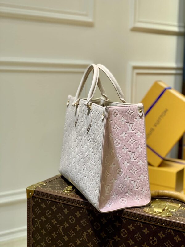 1:1 Replica Louis Vuitton LV Onthego MM Monogram Empreinte Beige/ Pink/ Yellow Luxury Bag For Women M46128 - 35cm/13.8in
