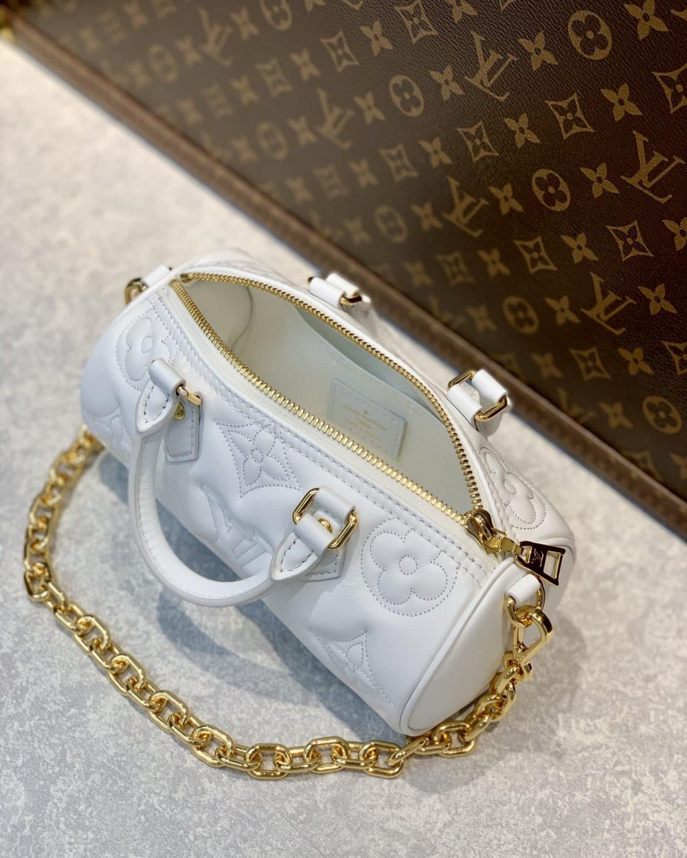 1:1 Replica Louis Vuitton LV Papillon BB Bubblegram Leather Luxury Bag For Women M59827 - 20cm
