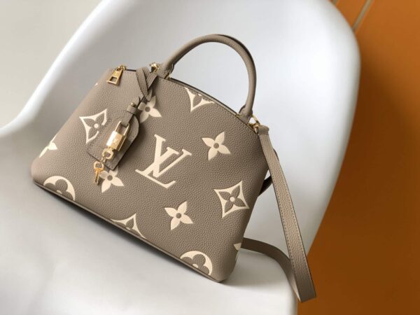 1:1 Replica Louis Vuitton LV Petit Palais Bicolor Monogram Empreinte Leather Tourterelle/Creme Luxury Bag For Women M58914 - 11.4in/29cm