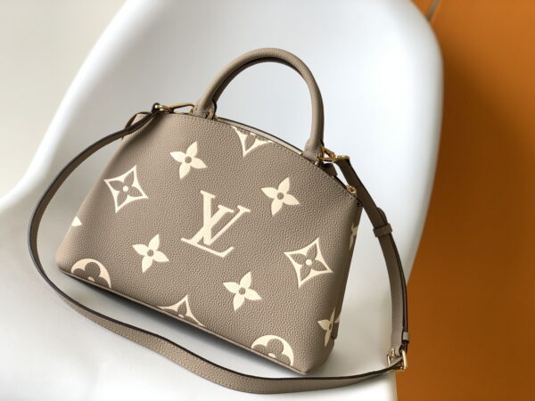 1:1 Replica Louis Vuitton LV Petit Palais Bicolor Monogram Empreinte Leather Tourterelle/Creme Luxury Bag For Women M58914 - 11.4in/29cm