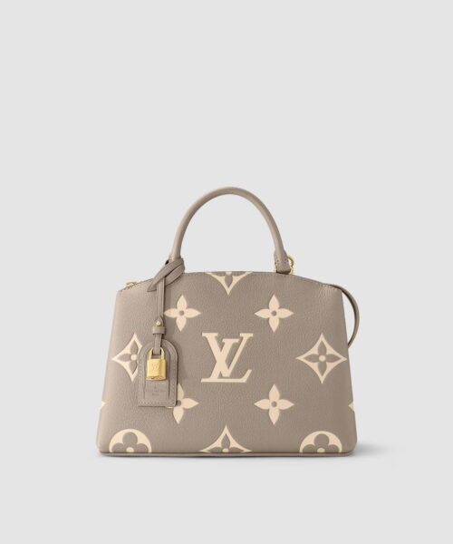 1:1 Replica Louis Vuitton LV Petit Palais Bicolor Monogram Empreinte Leather Tourterelle/Creme Luxury Bag For Women M58914 - 11.4in/29cm