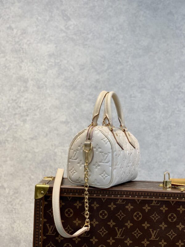 1:1 Replica Louis Vuitton LV Speedy Bandouliere 20 Monogram Empreinte Pale Beige Luxury Bag For Women M46163 - 20.5cm/8.1in