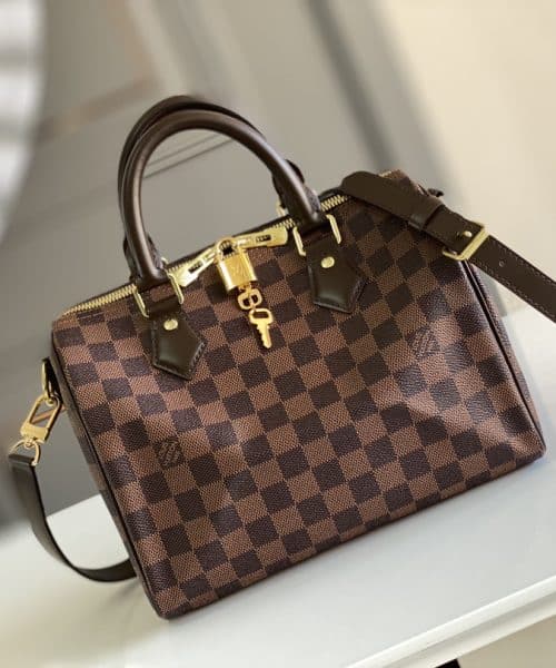 1:1 Replica Louis Vuitton LV Speedy Bandoulière 25 Damier Ebene Canvas Luxury Bag For Women N41368 - 9.8in/25cm