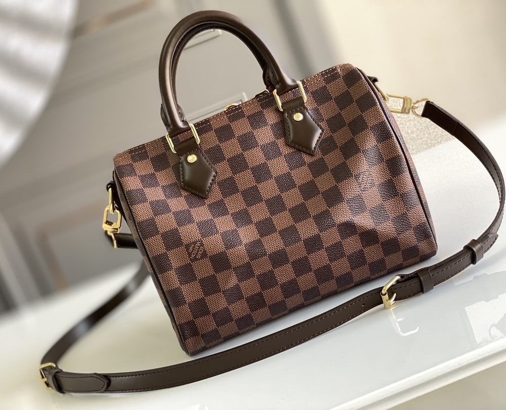 1:1 Replica Louis Vuitton LV Speedy Bandoulière 25 Damier Ebene Canvas Luxury Bag For Women N41368 - 9.8in/25cm